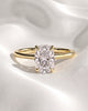 Hazel: Elongated Cushion Solitaire Moissanite Engagement Ring