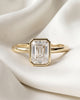 Hilda: Emerald Bezel Solitaire Moissanite Engagement Ring
