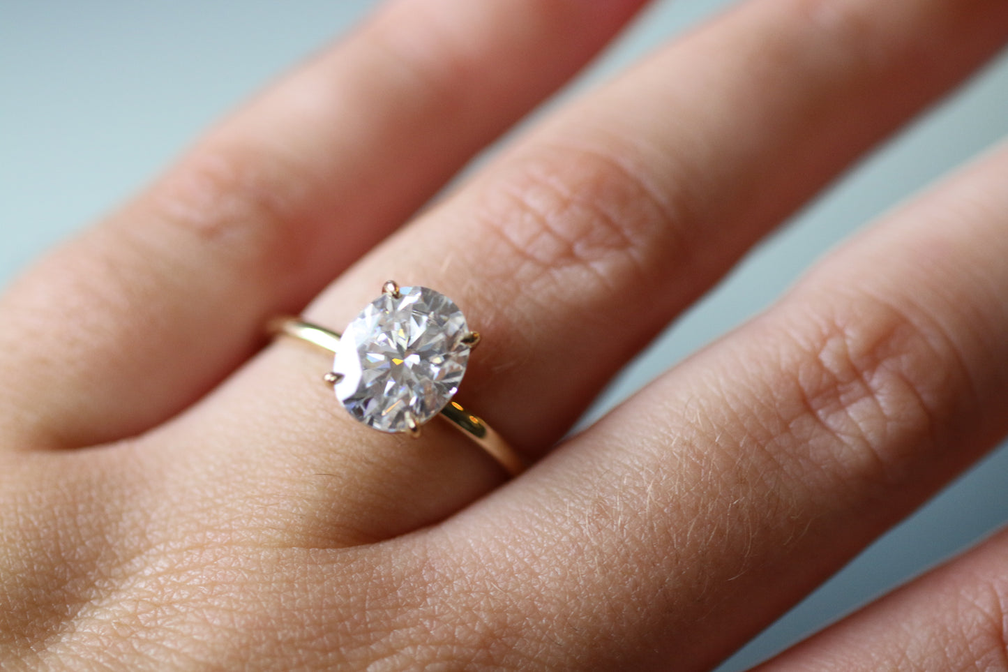 Oval Solitaire Moissanite Engagement Ring