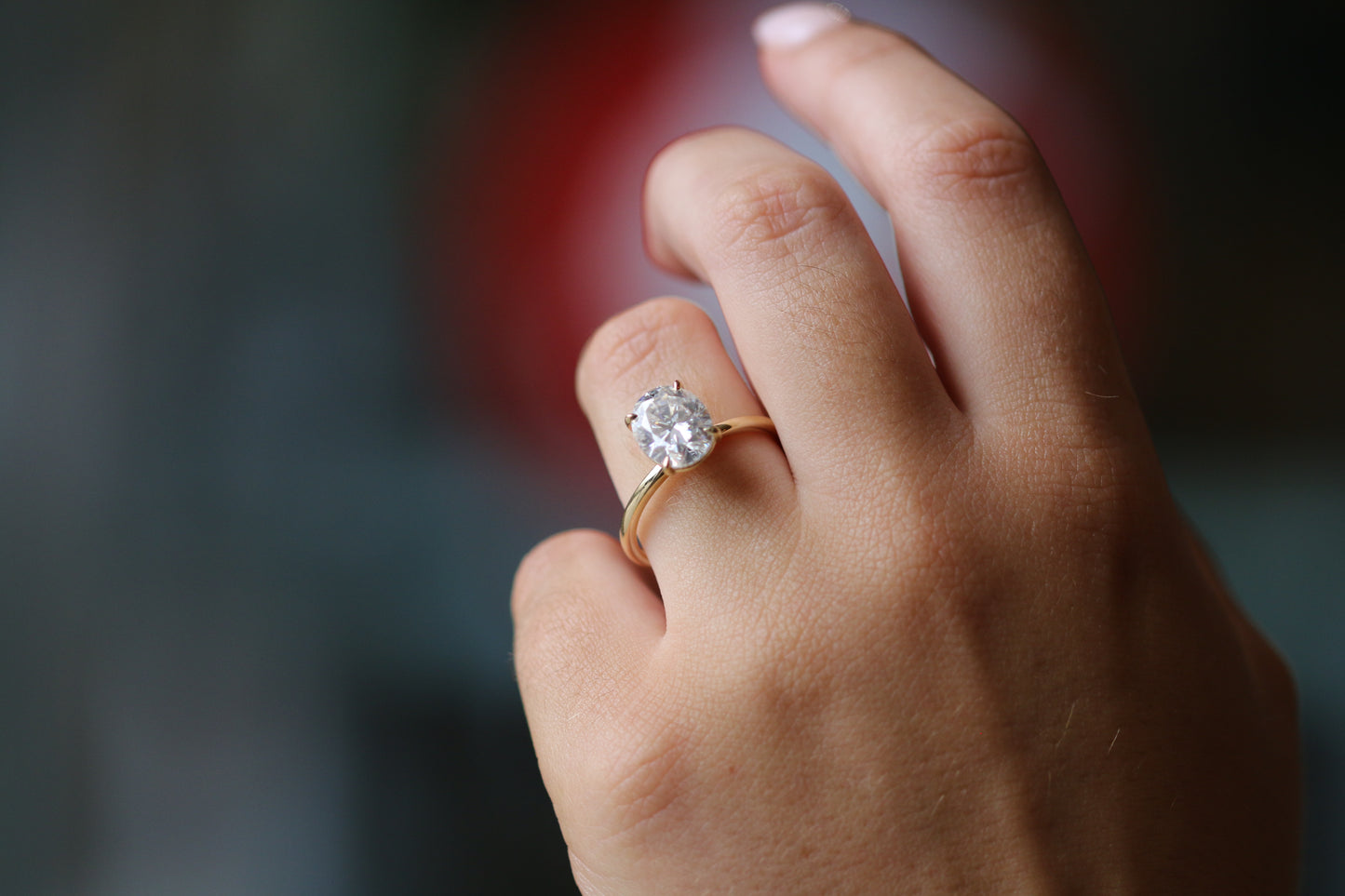 Oval Solitaire Moissanite Engagement Ring