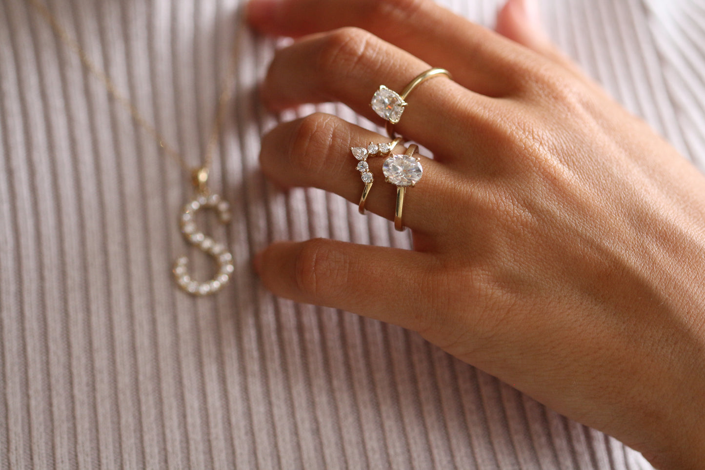 Oval Hidden Halo Moissanite Engagement Ring