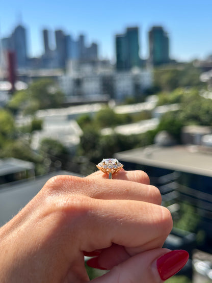 Moissanite engagement ring photograph