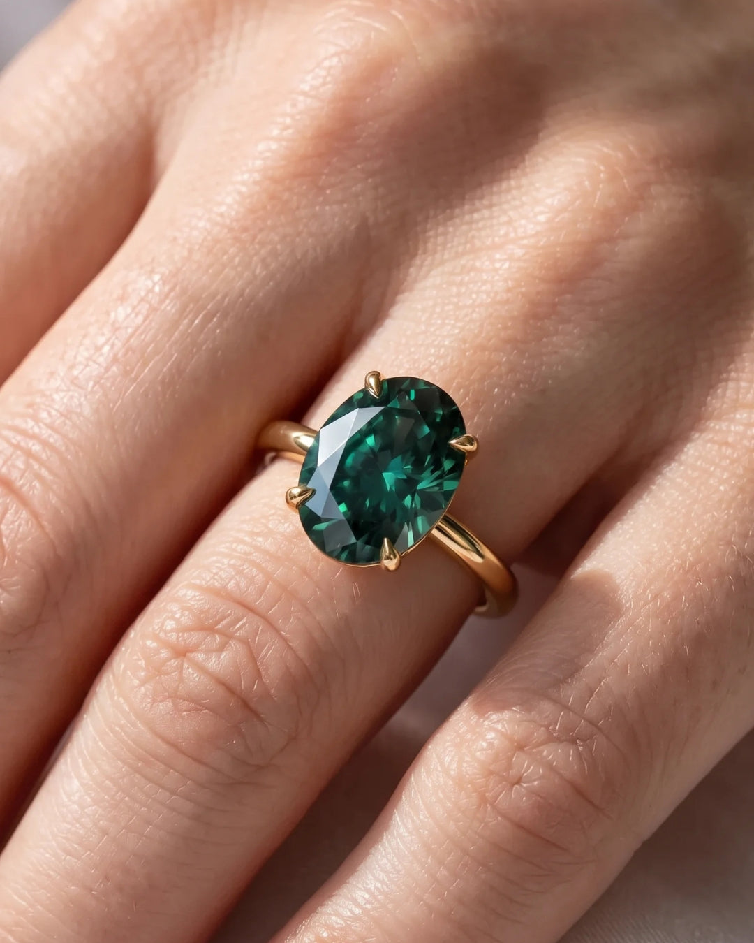 Ivy - Oval Green Moissanite Engagement Ring