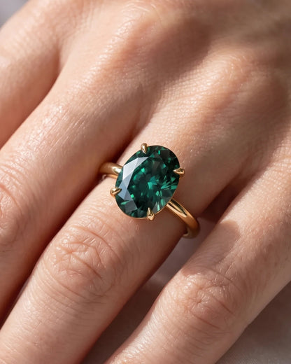 Ivy - Oval Green Moissanite Engagement Ring
