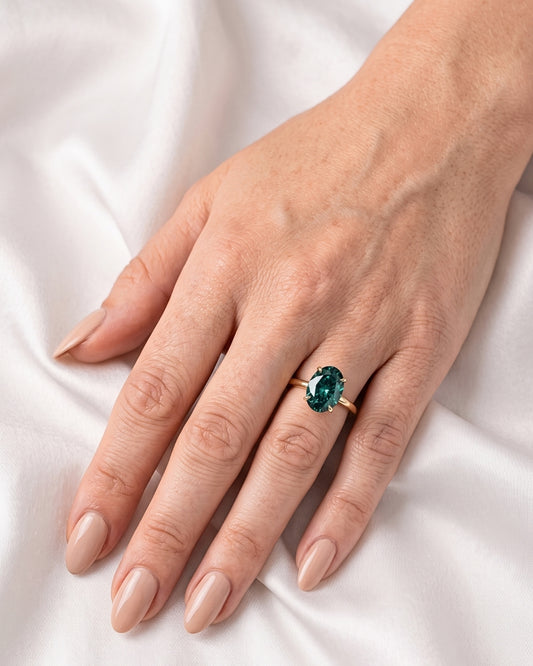 Ivy: Oval Green Moissanite Engagement Ring