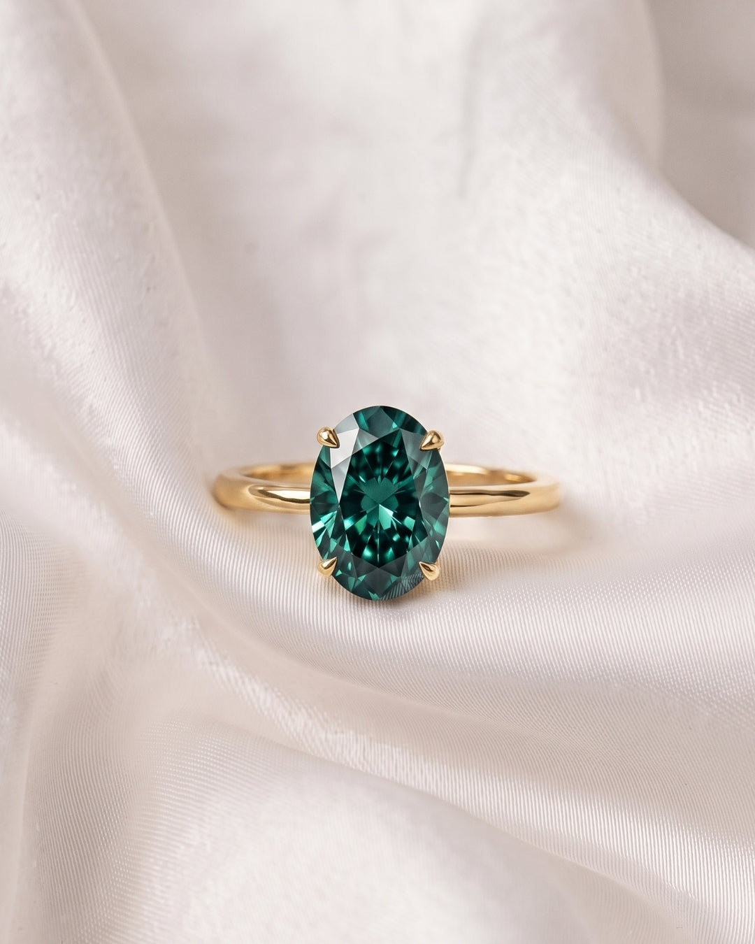 Ivy - Oval Green Moissanite Engagement Ring