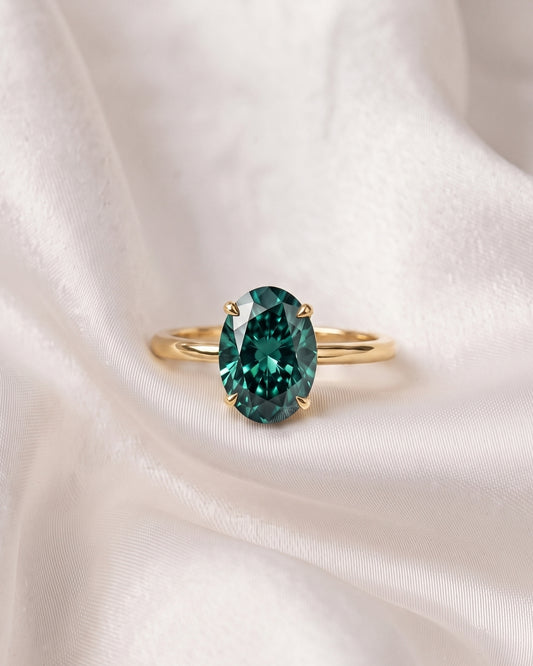 Ivy: Oval Green Moissanite Engagement Ring