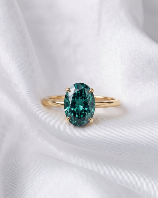 Ivy - Oval Green Moissanite Engagement Ring