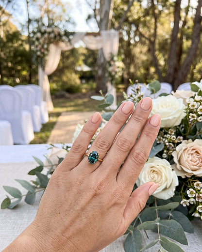 Ivy - Oval Green Moissanite Engagement Ring