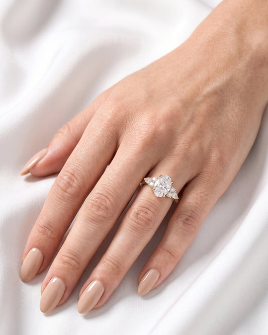 Juniper - Oval Trio Accent Stones Moissanite Engagement Ring