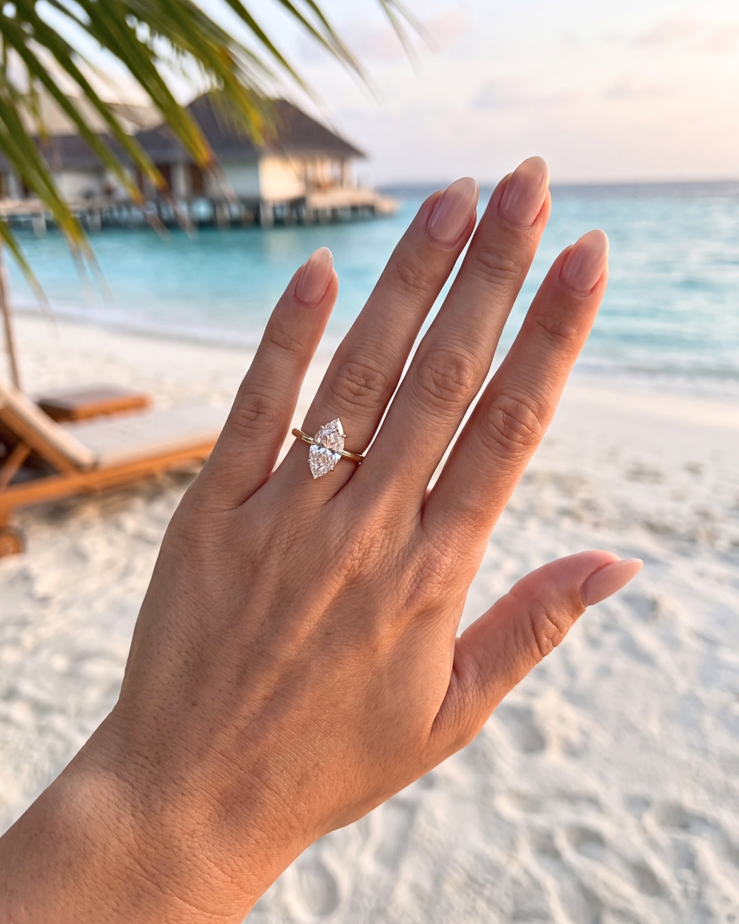 Kaia: Marquise Hidden Halo Moissanite Engagement Ring
