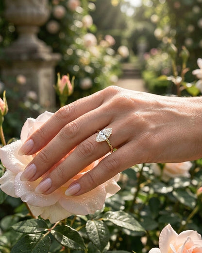 Kaia - Marquise Hidden Halo Moissanite Engagement Ring