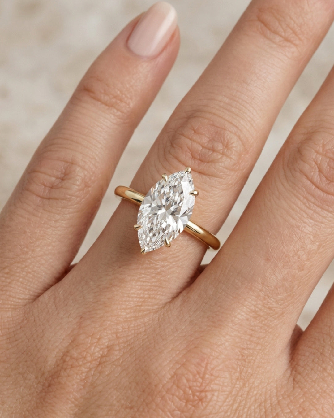 Kaia - Marquise Hidden Halo Moissanite Engagement Ring