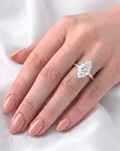 Kaia: Marquise Hidden Halo Moissanite Engagement Ring