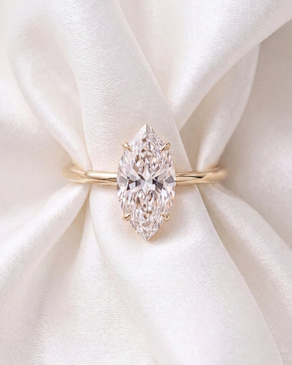 Kaia: Marquise Hidden Halo Moissanite Engagement Ring