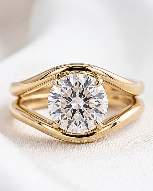 Kira: Round Modern Bypass Moissanite Engagement Ring