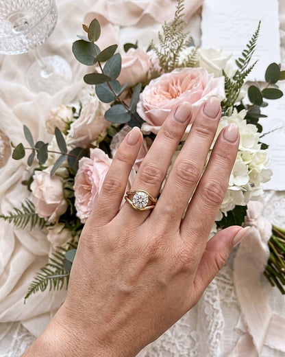 Kira - Round Modern Bypass Moissanite Engagement Ring - Moissanite Engagement Rings