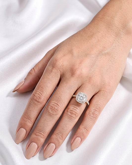 Layla: Cushion Halo Pavé Diamond Engagement Ring