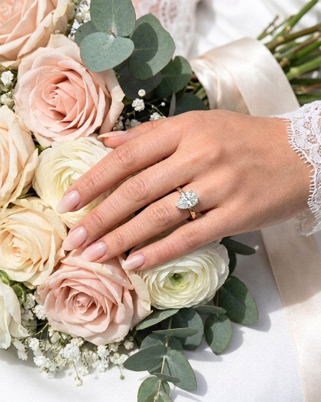Lila: Pear Solitaire Moissanite Engagement Ring