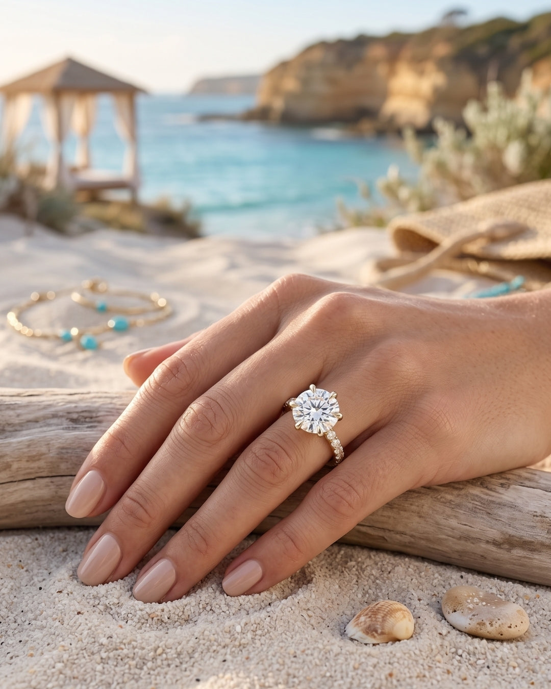 Luna: Round Hidden Halo Full Pavé Diamond Engagement Ring