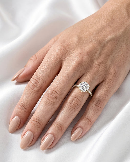 Luna: Round Hidden Halo Full Pavé Moissanite Engagement Ring