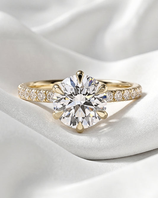 Luna: Round Hidden Halo Full Pavé Moissanite Engagement Ring