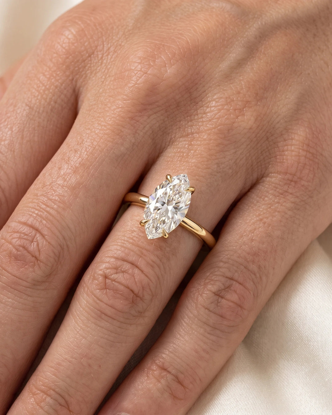 Lyra - Marquise Solitaire Moissanite Engagement Ring