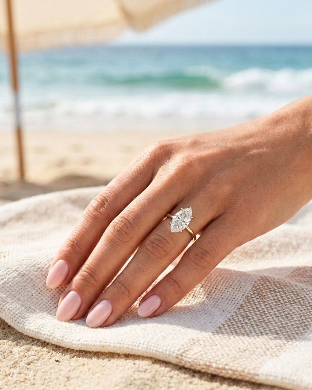 Lyra: Marquise Solitaire Diamond Engagement Ring