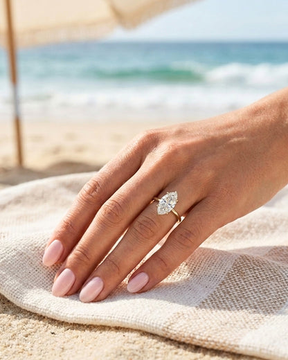 Lyra: Marquise Solitaire Diamond Engagement Ring