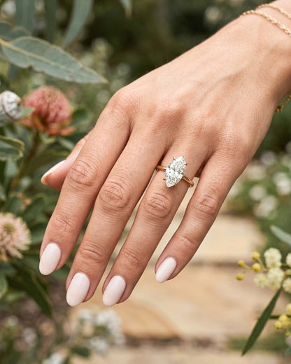 Lyra: Marquise Solitaire Diamond Engagement Ring
