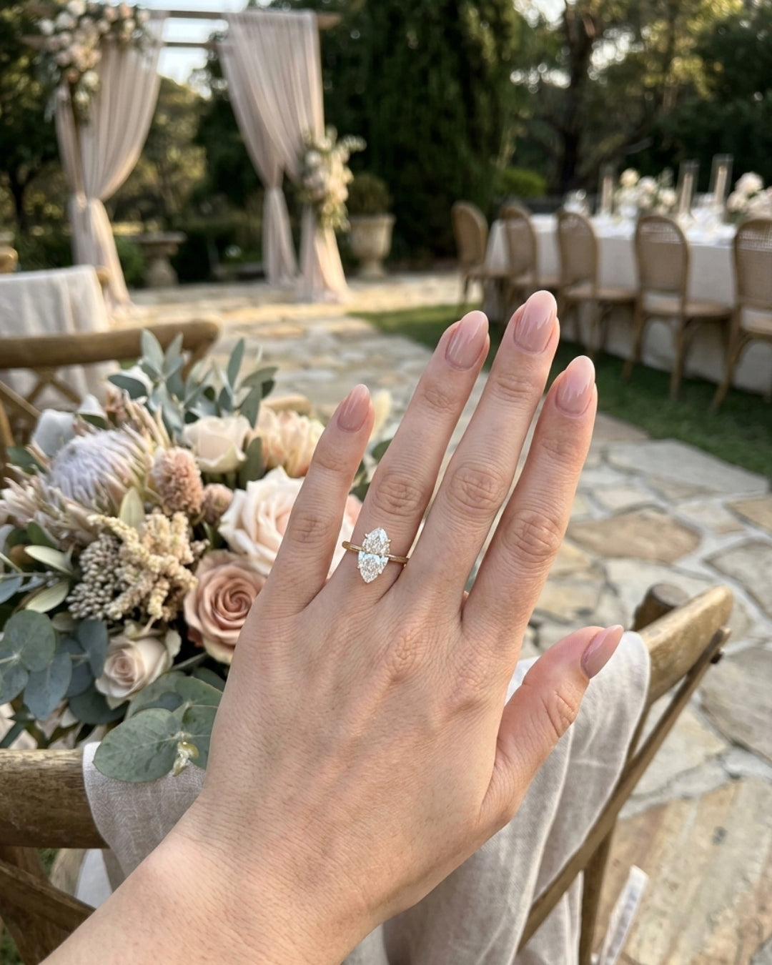 Lyra: Marquise Solitaire Diamond Engagement Ring