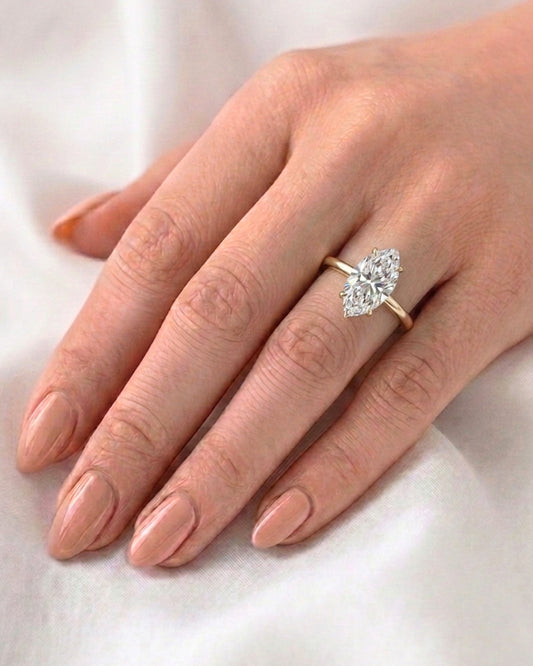 Lyra: Marquise Solitaire Diamond Engagement Ring
