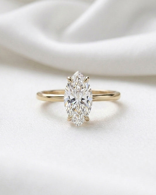 Lyra: Marquise Solitaire Diamond Engagement Ring