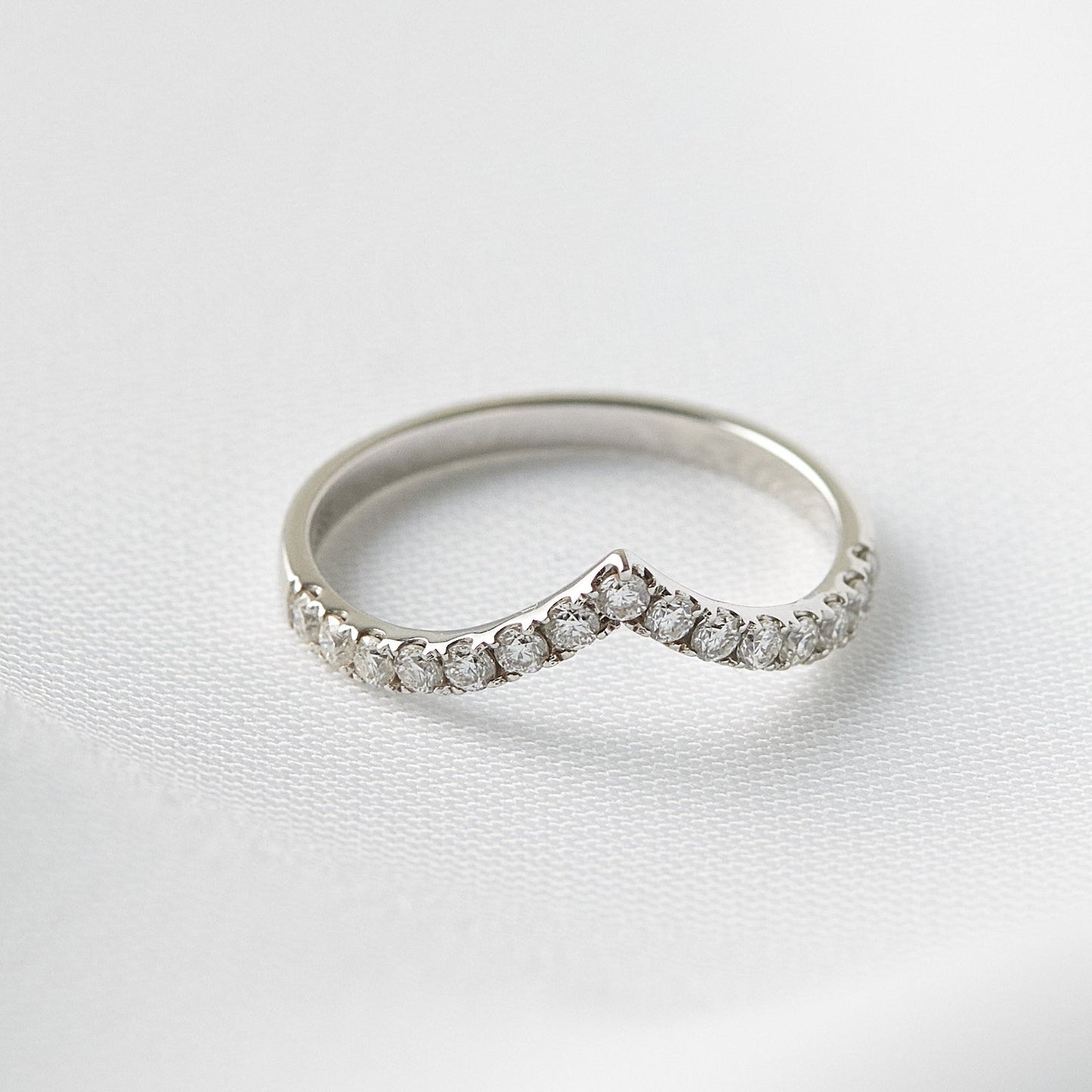 Half Pavè Moissanite Wedding Band With Peak - Ready To Ship