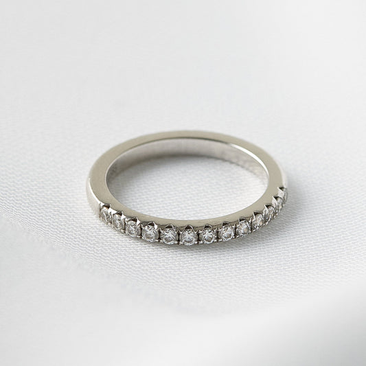 Half Pavè Moissanite Wedding Band - Ready to Buy