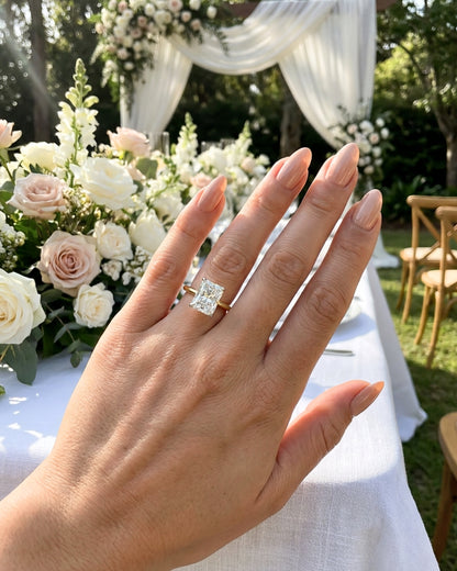 Astrid: Radiant Hidden Halo Moissanite Engagement Ring