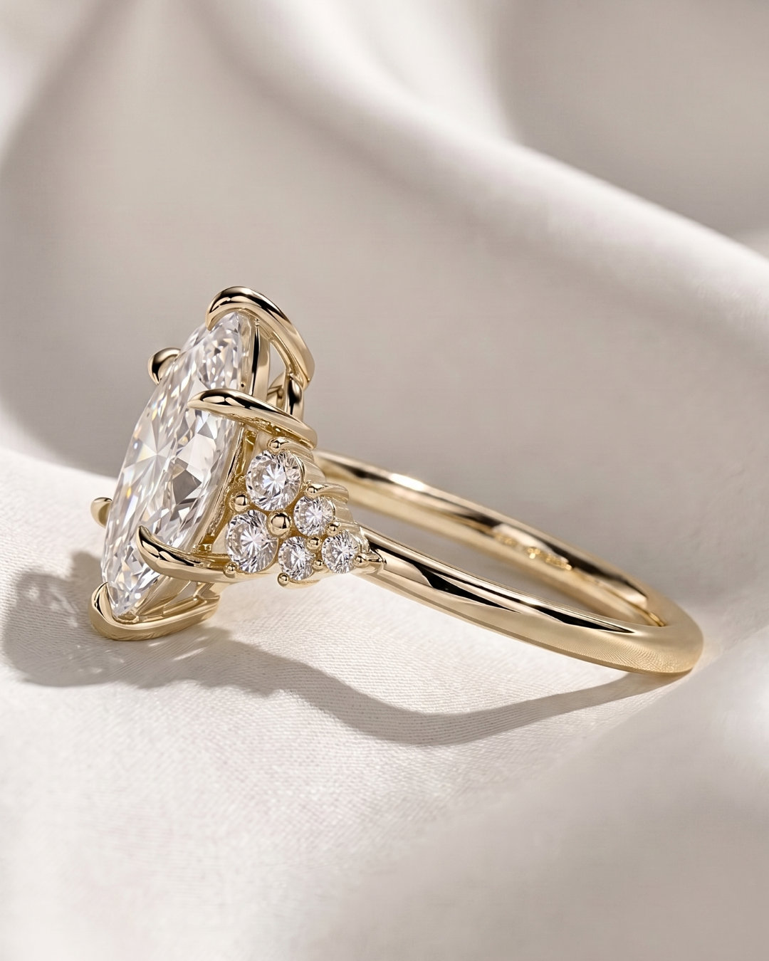 Marquise Cluster Stones Moissanite Engagement Ring