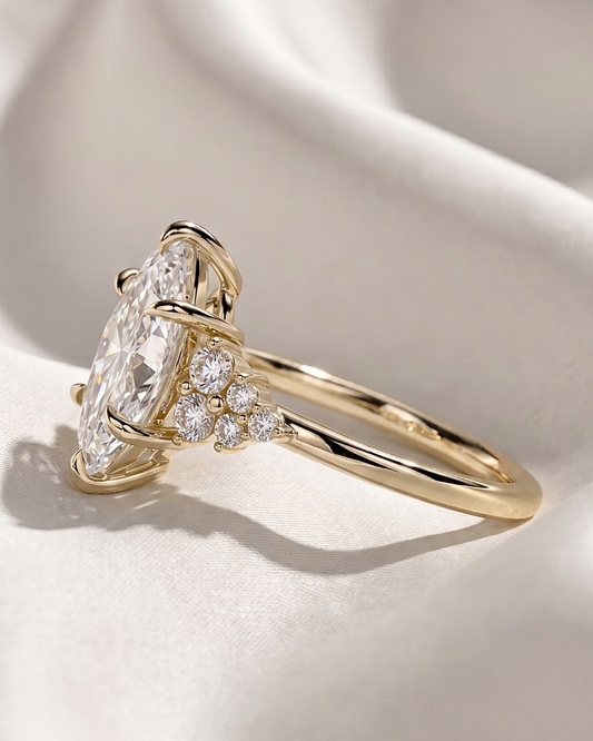 Marquise Cluster Stones Moissanite Engagement Ring