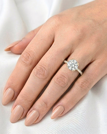 Aria: Round Hidden Halo Cathedral Moissanite Engagement Ring