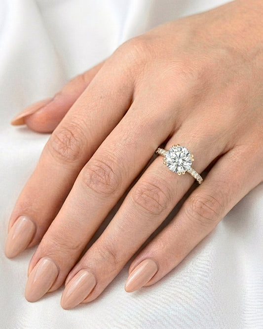 Aria: Round Hidden Halo Cathedral Diamond Engagement Ring