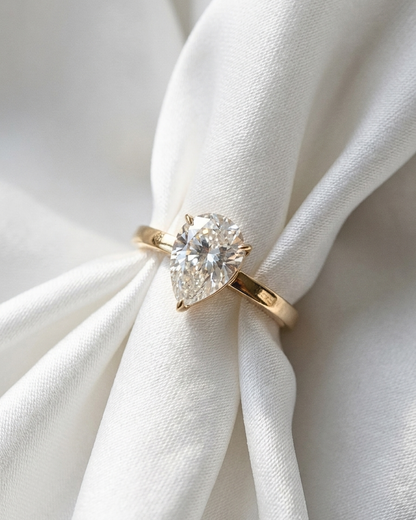 Lila: Pear Solitaire Moissanite Engagement Ring