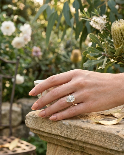 Mae: Pear Bezel Moissanite Engagement Ring