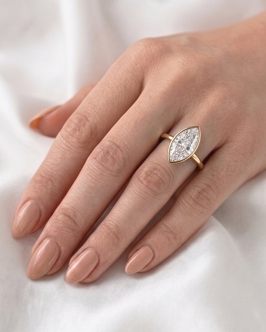 Mae: Marquise Bezel Moissanite Engagement Ring