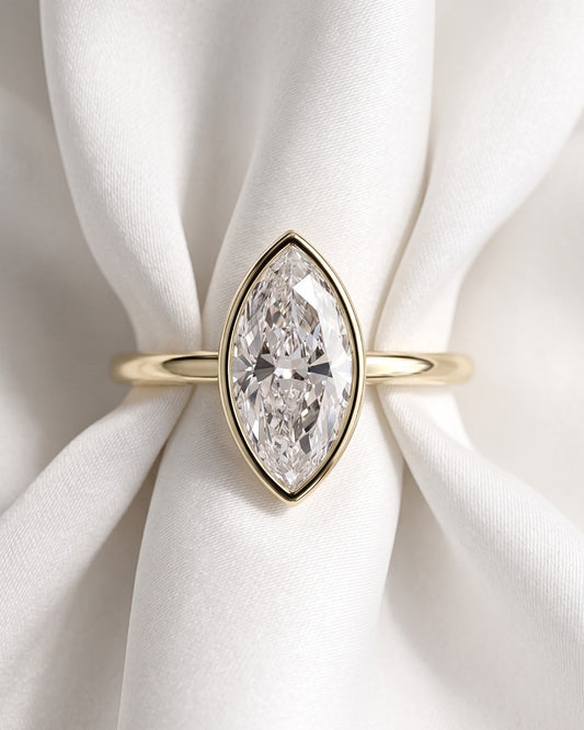 Mae: Marquise Bezel Moissanite Engagement Ring