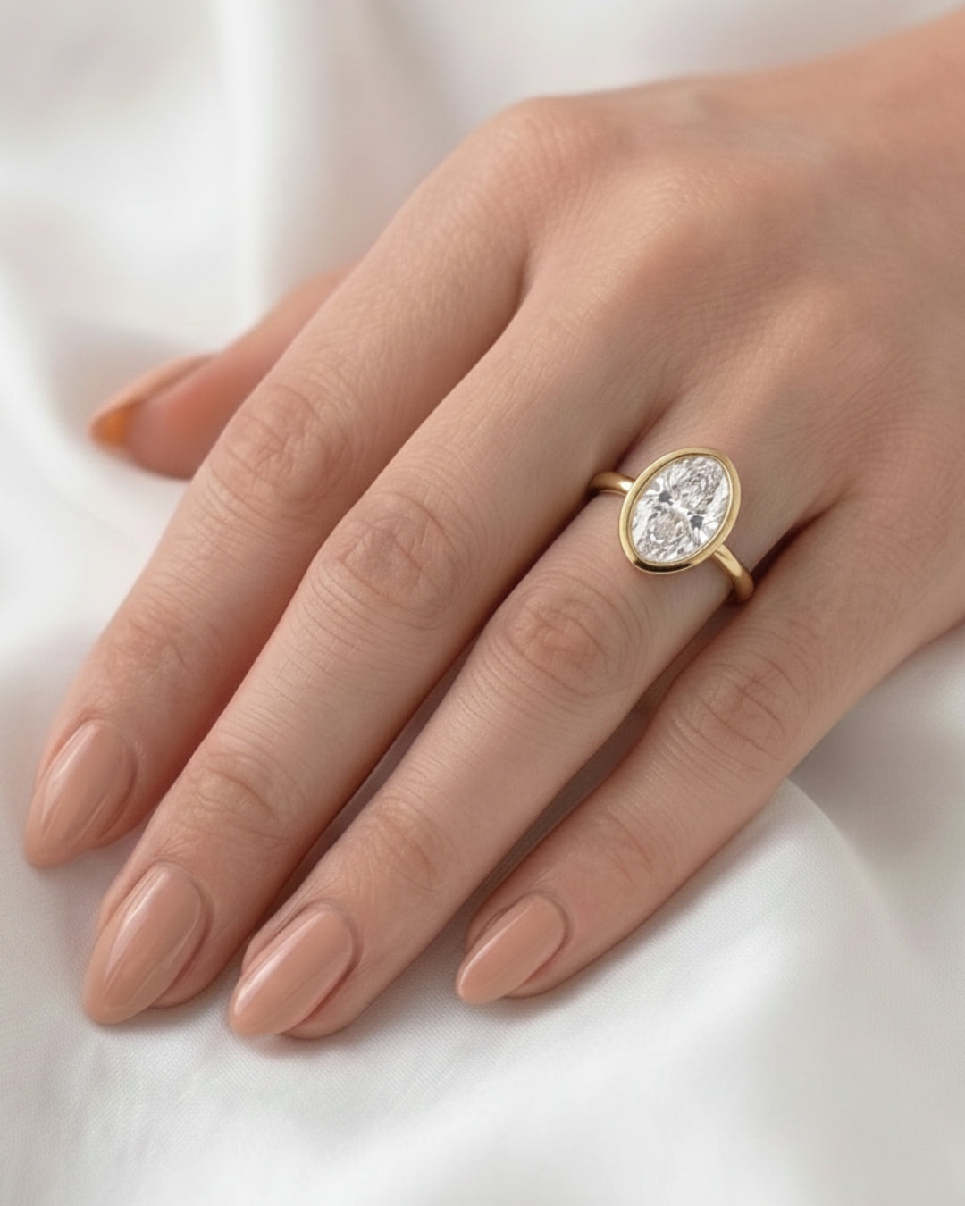 Maeve: Oval Bezel Diamond Engagement Ring