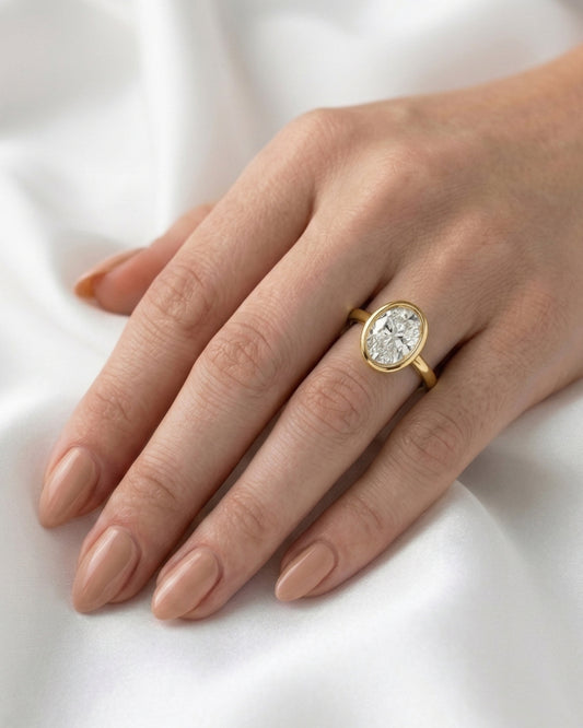 Maeve: Oval Bezel Moissanite Engagement Ring