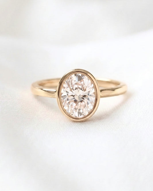 Maeve: Oval Bezel Diamond Engagement Ring
