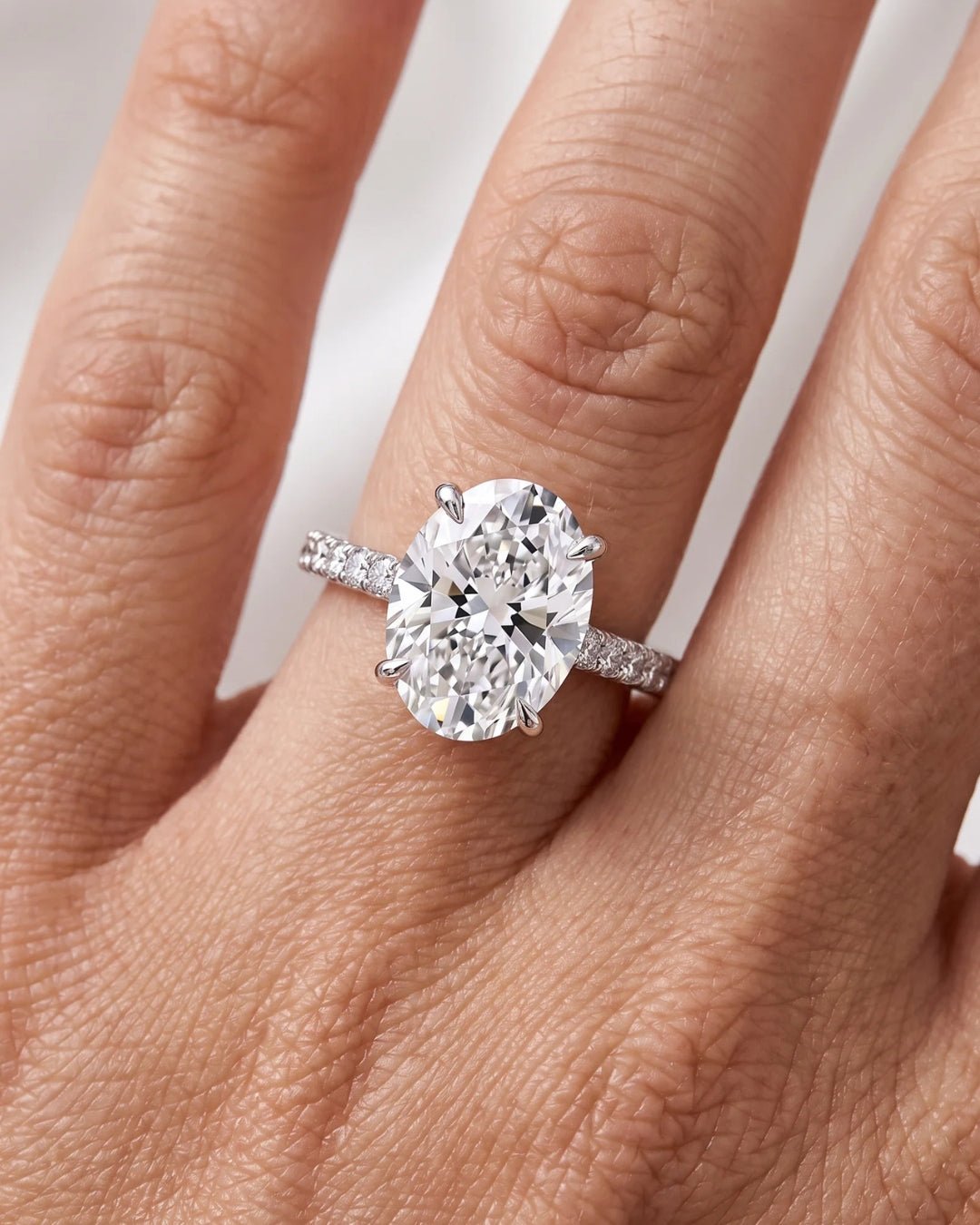 Margaux - Oval Dovetail Pavé Moissanite Engagement Ring - Moissanite Engagement Rings