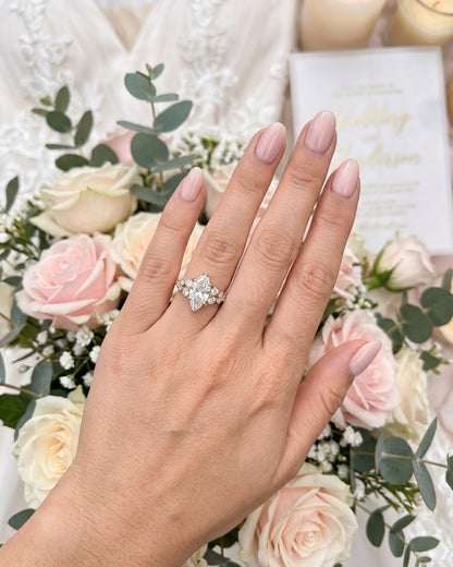 Marquise Cluster Stones Moissanite Engagement Ring