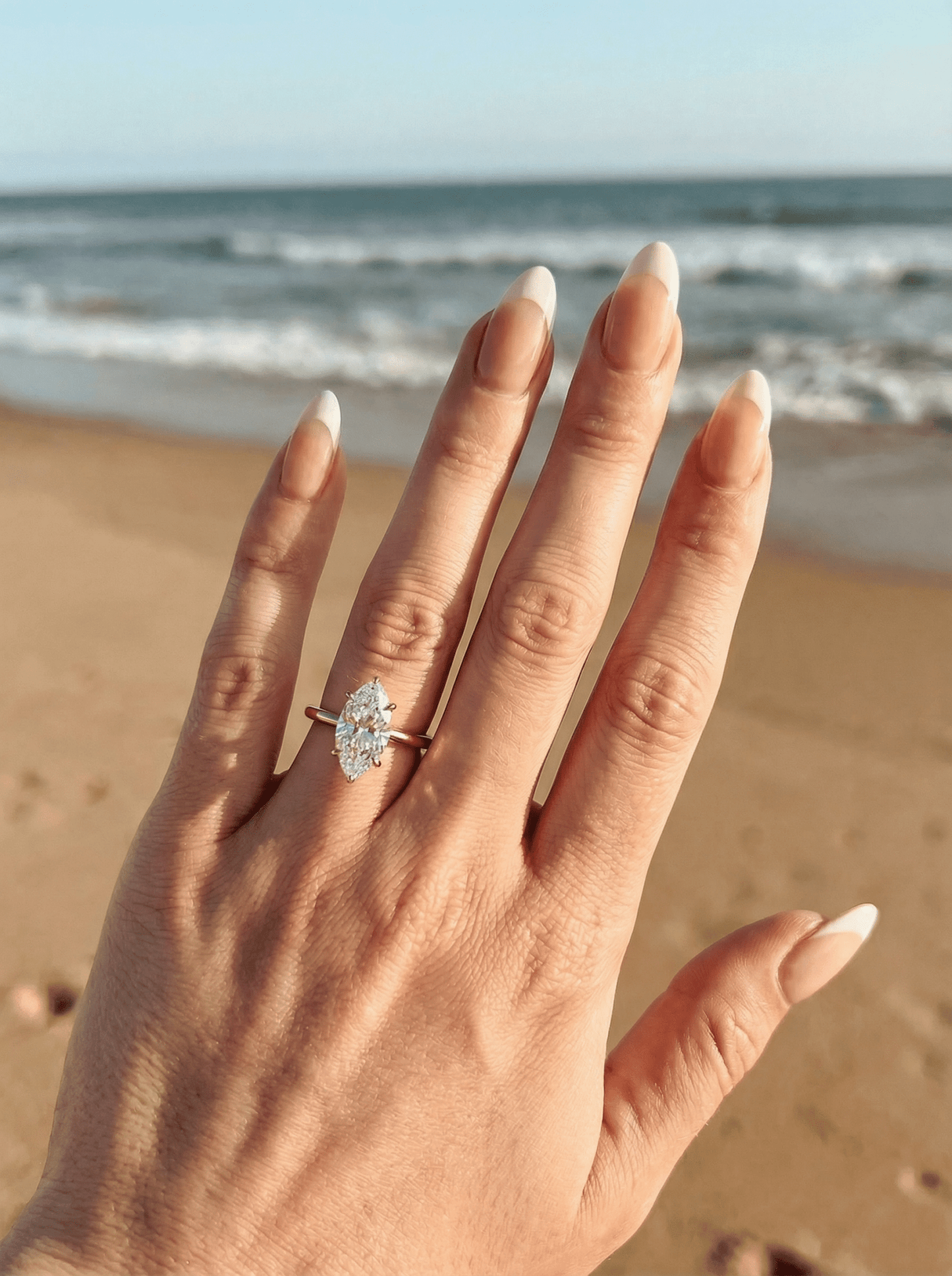 Marquise Hidden Halo Moissanite Engagement Ring - Moissanite Engagement Rings